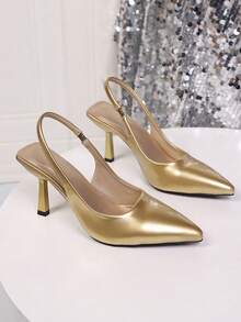Women's High Heel Pumps, Spring New Pointed Toe High Heels, Sexy Stiletto Gold Mirror Patent Leather Strap Sandals, 2-In-1 Shoes, Red High Heel Sandals