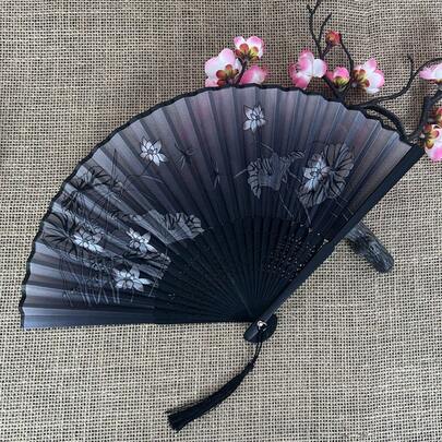 1개 빈티지 동방 스타일 접이식 팬, 고대 미학 팬 소품, 조개 껍질 디자인, 사진 소품에 적합