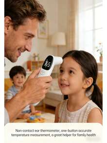 Non-Contact Handheld Mini Digital Thermometer, Quickly Measures Forehead And Ear Temperature - Multicolor - View 1