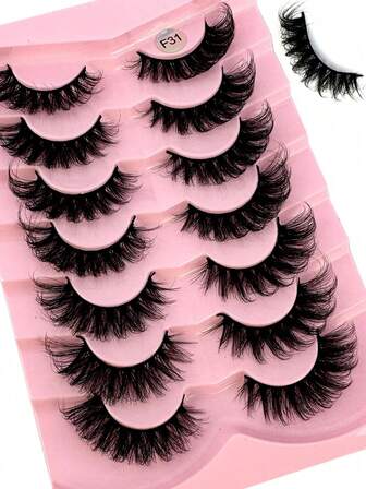 NEW 7Pairs Cat-Eye Eyelashes 3D Faux Mink Eyelashes Wholesale 8D Fluffy Soft Wispy Natural Long False Eyelashes DD Curly Lashes Makeup