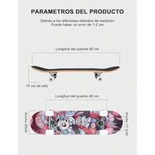 SEASKY Patineta Completa 80x20CM, 9 Capas de Arce Canadiense Tablas Cóncavas de Doble Patada con Herramienta T Ruido Bajo 150kg(Panda Oriental) - Multicolor - Ver 4