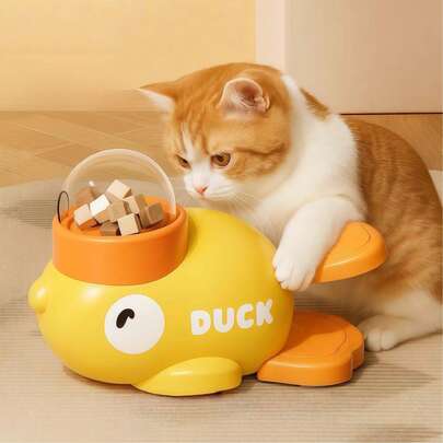 互动式按压狗狗零食分配器玩具 - 慢食益智喂食器，鸭子造型，促进健康饮食和智力发育，塑料材质，适合所有体型的犬种，狗狗零食 | 鸭子造型 | 塑料