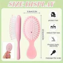 15-Piece Unisex Hair Care Set For Women And Men, Including 5 Plastic Hairbrushes, 5 Hair Ties, And 5 Gauze Bags - Macaron Pink And Design, Soft Nylon Material, Suitable For Parties And Travel Gifts - Multicolor - View 6