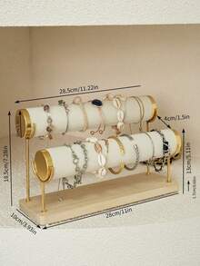 高端精致木质天鹅绒手镯展示架，用于在家中展示手镯、脚链和珠宝首饰 - 彩色 - 查看 3