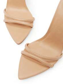 Women's Fashionable Pointed Toe Thin Strap Casual High Heel Sandals - Light Khaki - View 2