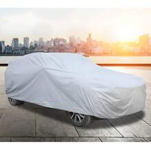 Funda universal para todo tipo de vehículos, incluyendo sedanes, SUV y todoterrenos. Funda de PEVA, parasol, impermeable, resistente a la lluvia y a la nieve. Apta para todos los modelos de coche, incluyendo sedanes, SUV y todoterrenos. - Plateado - Ver 1