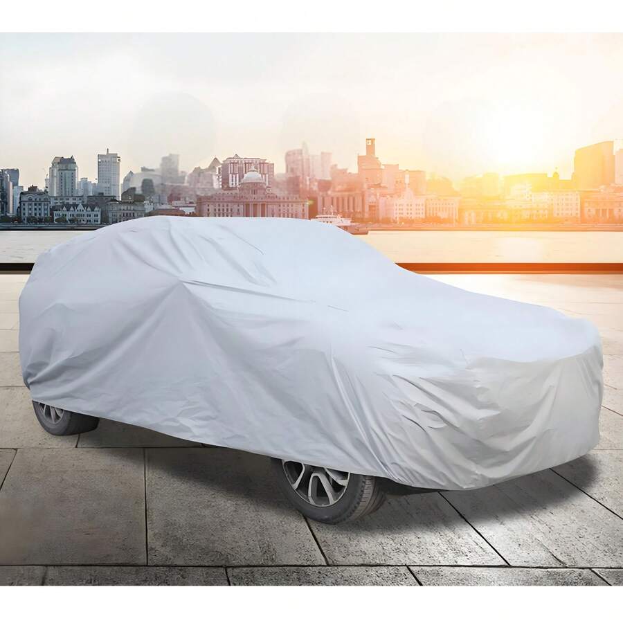 Funda universal para todo tipo de vehículos, incluyendo sedanes, SUV y todoterrenos. Funda de PEVA, parasol, impermeable, resistente a la lluvia y a la nieve. Apta para todos los modelos de coche, incluyendo sedanes, SUV y todoterrenos. - Plateado - Ver 1
