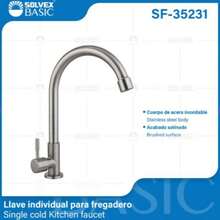 LLAVE INDIVIDUAL PARA FREGADERO SOLO PARA AGUA FRIA, ECONOMIZADORA Y ECOLOGICA DE RESISTENTE A LA CORROSION - Plateado - Ver 4