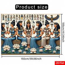 2D Flat, 1 Pc Egyptian Extra-Large Party Banner - Ancient Egyptian Pharaoh And Sphinx Design, Featuring Anubis, Horus, Ra, And Nefertiti - & Golden Ancient Egyptian Theme - Heavy-Duty Easy-To-Hang Fabric Background, Suitable For Indoor/Outdoor Events - Perfect For Halloween - 1PCS - View 4