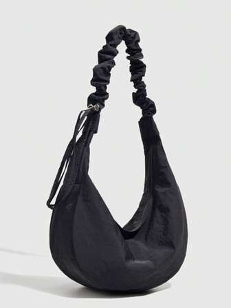 Bolso de hombro plisado ligero y casual, bolso cruzado versátil y de moda para estudiantes universitarios, salidas, escuela, viajes, bolso de estilo japonés en forma de media luna para mujeres