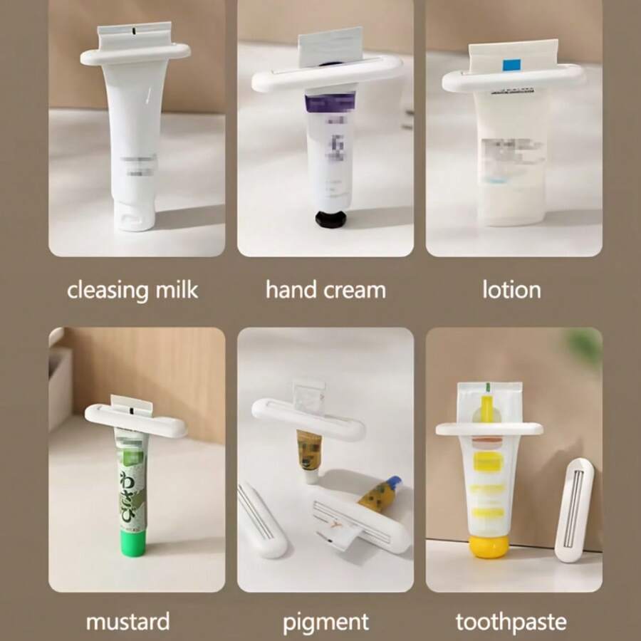 Two Pieces Reusable Manual Toothpaste And Facial Cleanser Extruder, Bathroom Storage Device, Toothpaste Extruder, Minimalist Style, Practical Accessory, Leak-Proof Design, Hygiene Accessory, Daily Cleaning, Essential For Travel - Multicolor - View 1