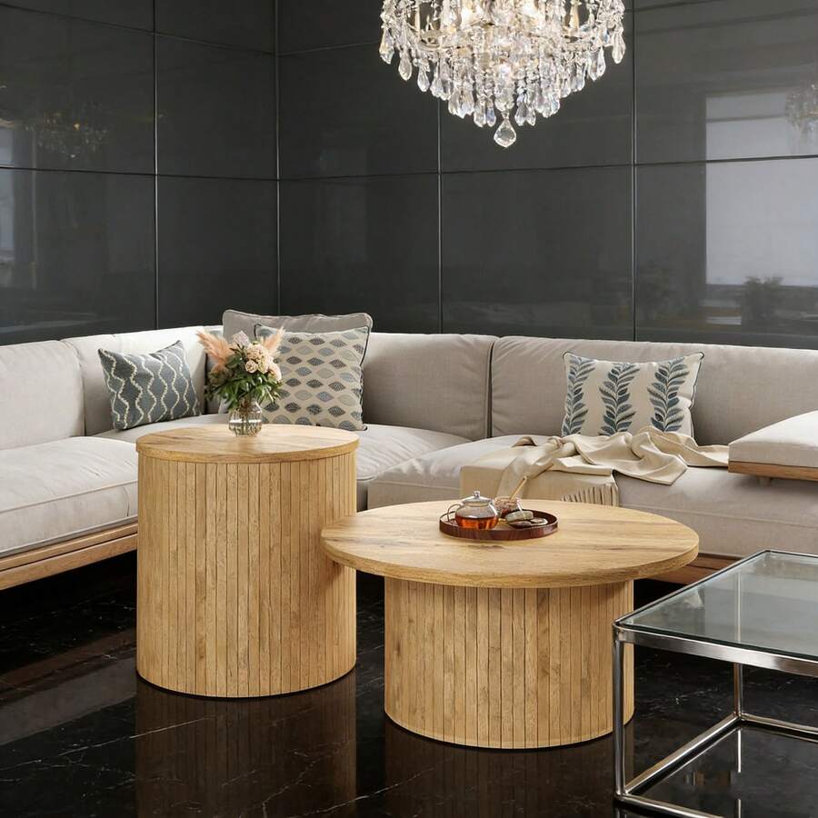 Coffee Tables - Natural + MDF-1 - View 1