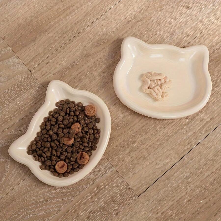 Pet Food Bowl, Cat And Dog Bowl, Cartoon Cat Shape Design, Multiple Colors Available To Suit Different Preferences, Anti-Slip Base Design To Prevent Shifting, Beard-Friendly Structure To Protect Pets' Eating Experience, Suitable For Cats And Small Dogs, Can Hold Dry/Wet Food, Water, Dry Food And Snacks Canned Food, Easy To Clean, Practical Pet Feeding Plate Set, Fun Pet Tableware, Easy-To-Clean Pet Supplies, Essential Pet Care Products, Cat Owners - 隨機顏色 - 查看 1
