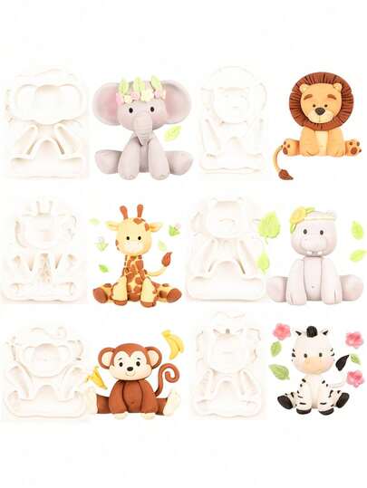 1 pieza Molde de silicona suave con diseño de animal de la jungla para decorar pasteles y dulces, molde de decoración de pastel con diseño de animal, de 8-9 cm de altura, usado para decoración de pasteles, cumpleaños, baby shower, fiestas, artículos de fiesta, recuerdos para niños