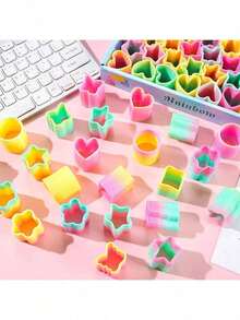 Set de 48 piezas/24 piezas/12 piezas/5 piezas/1 set de fuente arcoíris, formas y colores aleatorios, regalos creativos para fiestas y cumpleaños, para amigos - Multicolor - Ver 4