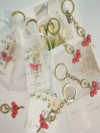 30/24/15/6pcs Ballet Dancer Keychain Set, Inlaid With Clear Rhinestones - Set Includes Keychains, Clear Bags And Brown Paper Tags, Gold Plated, Perfect For Weddings, Bridal Showers, Birthdays, Anniversaries, Christmas, Thanksgiving, New Year And Other Occasions.