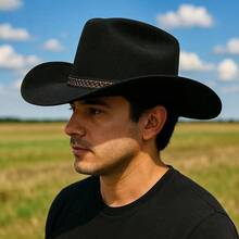 SOMBRERO TEXANA VAQUERO COWBOY DISFRAZ TEJANO CONJUNTO - Negro - Ver 11