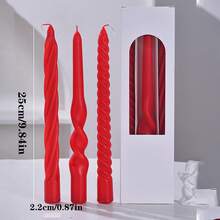 3pcs, 25cm/9.84in, 2.2cm/0.87in, Multi-Color Spiral Twisted Candles, Suitable For Various Festivals, Gifts, Birthdays, Weddings, Parties, Home Lighting - Multicolor - View 8