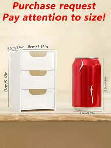 三合一迷你桌面收纳架，米色桌面化妆品收纳架，浴室梳妆台置物架，迷你三层可堆叠塑料桌面收纳架，带抽屉，现代办公用品，化妆品和珠宝收纳架，桌面储物盒，小型珠宝收纳架，适用于卧室、梳妆台、浴室、厨房、珠宝盒 - 彩色 - 查看 4