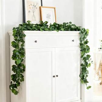 1件/3件/80件仿真植物 - 桉树叶藤蔓，户外花园装饰，花环派对婚礼节日装饰，家居餐厅卧室装饰，冬季装饰，生日礼物，情人节礼物