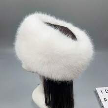 RK8R 2026-Selling Furry Hollow Top Hat Faux Fox Fur Hat Band Thickened Warm Fake Fur Brimless Topless Hat For Women Winter - 白色 - 查看 13