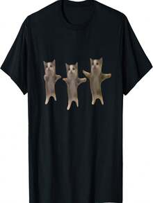 Happy Cat Funny Meme T-Shirt - 黑色 - 查看 1