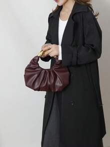 SIMUTINE Bolso de mano único y de alta calidad con forma de nube para mujeres, nuevo bolso plegado de estilo elegante para llevar debajo del brazo, bolso de mano pequeño y de moda, material de PU, adecuado para uso diario, compras, ir al trabajo y la universidad - Burdeos - Ver 3