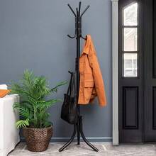 Coat Rack Coat Tree Hat Hanger Holder With 12 Hooks For Hanging Jacket Hat Umbrella Entryway Bedroom Office Coat Tree Tree Stand With Base - Black - View 5