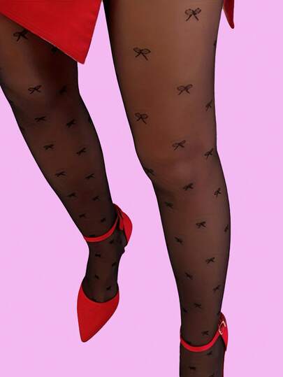1pc Y2K Sexy Bow Tie Pantyhose, Lightweight, Suitable For Spring/Summer, Suitable For Valentine's Day, Dates, Festivals, Nightclubs