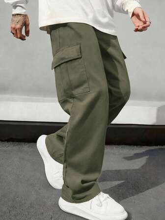 1pc Men's Multi-Pocket Solid Color Slim Fit Cargo Pants, Suitable For Summer Beach, Travel, Commute, Workout, Outdoor, Casual, Sports, Fitness, Jogging, Everyday Wear, Straight Leg, Fashionable Street Style , Fall