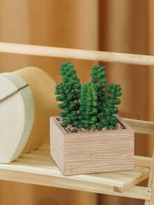 人造多肉植物、中密度纤维板花盆、木盒装饰、桌面摆件、人造植物、学校宿舍办公室装饰、户外派对活动、节日生日派对装饰、家居入口、酒店餐厅客厅卧室婚宴厨房花园装饰 - 綠色 - 查看 6