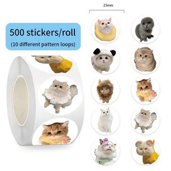 500 st/rulle tecknad söt katt meme graffiti klistermärke DI dekoration mobiltelefonfodral anteckningsbok vattenkopp leksaker presentklistermärke