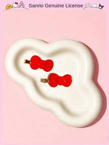 2件套Hello Kitty发夹套装 - 无痕发夹，适合化妆和发型 | 女士日常、派对和节日造型工具，非常适合卷发，蝴蝶结发夹和发饰