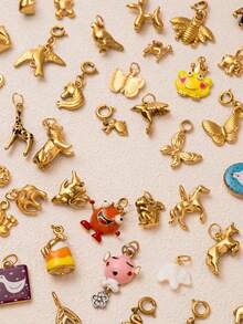 1pcINS Fashion Animal Series Butterfly Tiger Squirrel Flying Pig Eagle Snake Zebra Elephant Swan Bear Dinosaur DIY Pendant, Stainless Steel Pendant, 18K Gold Plated, DIY Jewelry Accessories, Necklace Accessories, Bracelet Accessories, Earring Accessories, Keychain Accessories, Bag Accessories, Women's Jewelry Accessories, Wallet Accessories, Bracelet Pendant, Stainless Steel Small Pendant, Gifts. - Multicolor - View 2