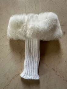 1 Pair Autumn/Winter Fur-Lined Bell-Shaped Ankle Boots, Versatile Thick Fleece Over-The-Ankle Socks, Solid Ribbed Fabric - Multicolor - View 11