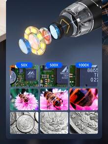 INSKAM 1080P High Definition Digital Microscope - 1000x Magnification, 8 LED Lights, Compatible With Laptops - Dual Power Supply (Battery/USB), Rechargeable Lithium-Polymer Battery, ≤36V - Multicolor - View 10