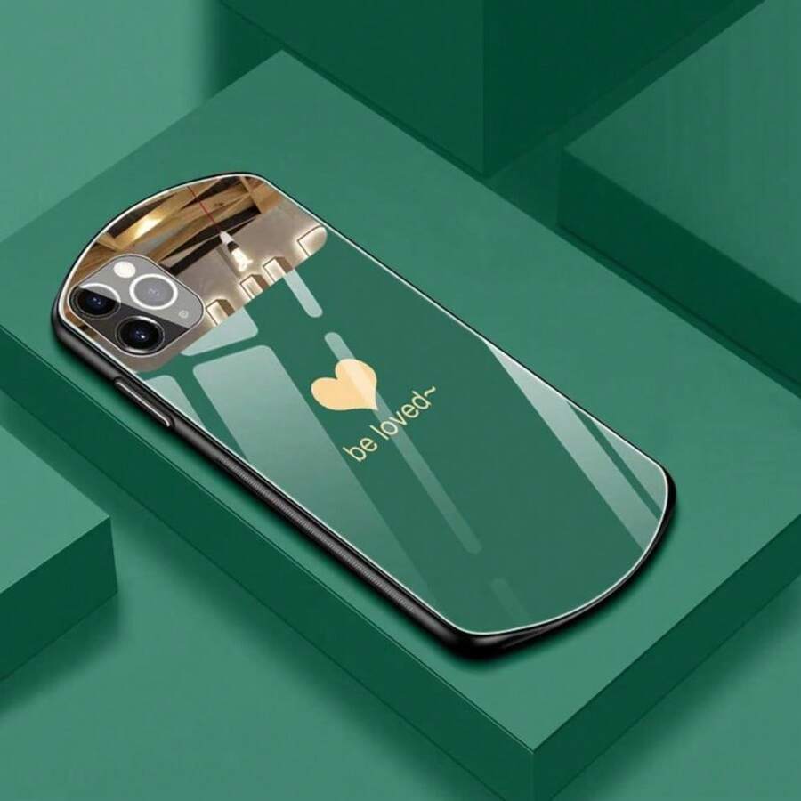 3D Embossed Heart Pattern Phone Case For IPhone X-XR/11-16, Anti-Scratch Shockproof Anti-Yellow TPU Cover - Green - View 1