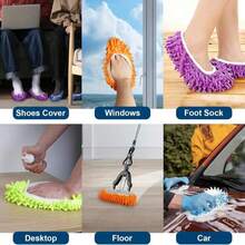Tyxzle 10PCS_5Pairs Duster Mop Slippers Shoes Cover, Multi Function Chenille Fibre Washable Dust Mop Slippers Floor Cleaning Shoes For Bathroom, Office, Kitchen, House Polishing Cleaning - 白色 - 查看 2