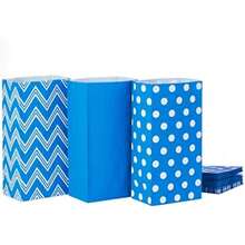 Hallmark - Bolsas de regalo con diseño de rayas rojas y blancas con pegatinas de etiqueta de regalo (30 bolsas, 30 etiquetas) para Navidad, día de San Valentín, cumpleaños, día de mayo, paquetes de(Azul) - Multicolor - Ver 1