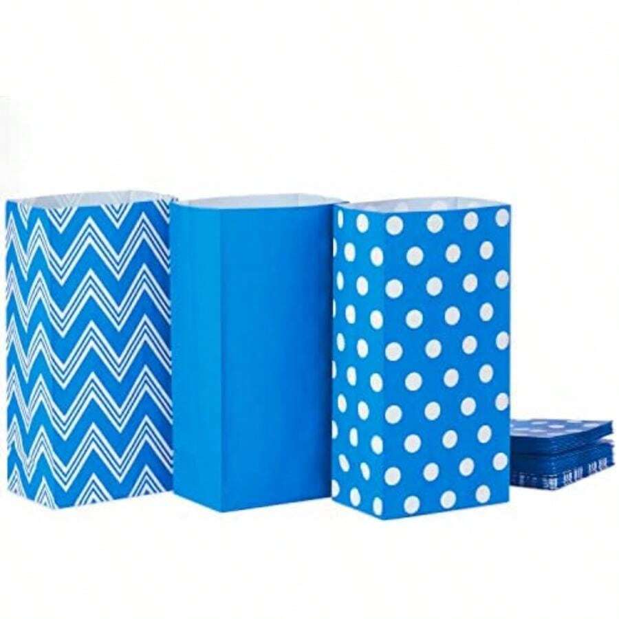 Hallmark - Bolsas de regalo con diseño de rayas rojas y blancas con pegatinas de etiqueta de regalo (30 bolsas, 30 etiquetas) para Navidad, día de San Valentín, cumpleaños, día de mayo, paquetes de(Azul) - Multicolor - Ver 1