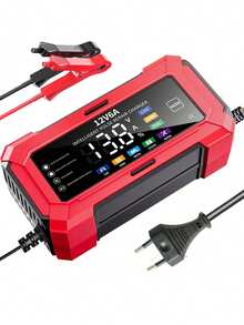 1个12V 6A智能液晶显示屏电池充电器，汽车电池充电器，适用于汽车、卡车、摩托车、割草机、船只等2-100Ah电池。具有电压检测、温度补偿、充满电自动停止功能，110V-240V~电源（欧规）。 - EU Plug - 查看 13