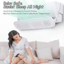 AC Air Deflector Air Conditioning Wind Deflector With Adjustable Telescopic Rod Drip-Proof Mesh And Filter Pad Anti-Direct Blowing Baffle For Home/Office AC Vents 76cm-106cm - As Pic - View 2