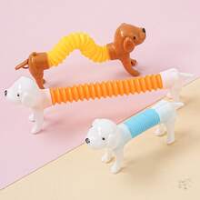 Cute Telescopic Spring Dog Toy Cartoon Animal Stretchable Deformable Fun Stress Relief Small Toy Desktop Ornament - Chó con có thể mở rộng ngẫu nhiên - Xem 1