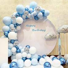 46pcs White & Metallic Blue Balloons, 10/12 Inch White/Clear Glitter Confetti Latex Balloons, Champagne Gold Metallic Finish Party Balloons With Ribbons, Suitable For Birthday Decor, Boho Wedding, Baby Shower, Engagement Anniversary Celebration - Multicolor - View 4