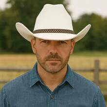 SOMBRERO TEXANA VAQUERO COWBOY DISFRAZ TEJANO CONJUNTO - Blanco - Ver 11