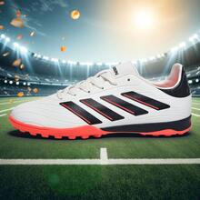 1双足球鞋/足球鞋，可拆卸鞋钉，适用于训练、室外人造草坪、室内场地，专业团队运动鞋，系带设计，防滑橡胶鞋底，轻便高性能设计，顶级足球鞋 - 米色 - 查看 1