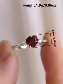 1 chiếc nhẫn hình trái tim lãng mạn đính đá Cubic Zirconia, quà tặng Ngày Valentine cho nữ, thích hợp cho đám cưới, lễ đính hôn, kỷ niệm, tiệc tùng và các dịp khác. - Bạc - Xem 5