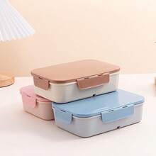 1 Set Plastik PP einfarbige quadratische Lunchbox, mikrowellengeeignet, wiederverwendbar, geeignet für Büromitarbeiter, Studenten, Outdoor-Aktivitäten und Camping - Verschiedenfarbig - Übersicht 10