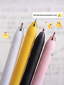 4pcs Cute Chick-Shaped Ball Pen, Neutral Pen 0.5mm,Quick-Drying Black Pen For Study - One Size - View 3