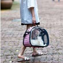 Bolso para mascotas diagonal, transpirable y portátil. Mochila para gatos plegable y transparente. Capacidad pequeña de 3 libras, capacidad grande de 10 libras - Rojo - Ver 3